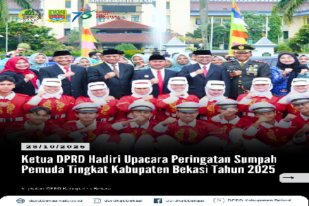 Ketua DPRD Kabupaten Bekasi, H. Ade Sukron, S.H.I, M.Si @adesukron04 menghadiri Upacara Peringatan Hari Sumpah Pemuda ke-97 Tahun 2025 Tingkat Kabupaten Bekasi, yang berlangsung khidmat di Plaza Pemkab Bekasi, Cikarang Pusat, pada Selasa (28/10/2025).