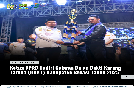 Ketua DPRD Kabupaten Bekasi, H. Ade Sukron, S.H.I, M.Si @adesukron04 menghadiri kegiatan Bulan Bakti Karang Taruna (BBKT) Kabupaten Bekasi Tahun 2025 sekaligus Penganugerahan Aditya Karya Mahatva Yodha Awards, yang digelar di Kecamatan Tambelang, Sabtu (2