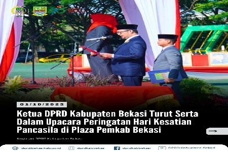 Ketua DPRD Kabupaten Bekasi Bapak H. Ade Sukron, S.HI., M.Si @adesukron04 turut serta dalam Upacara Peringatan Hari Kesaktian Pancasila yang digelar di Plaza Pemkab Bekasi, pada Rabu (1/10/2025).