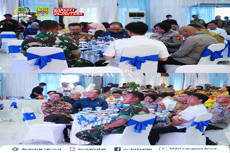 Ketua DPRD Kabupaten Bekasi, H. Ade Sukron, S.H.I, M.Si menghadiri acara Pisah Sambut Kapolres Metro Bekasi yang diselenggarakan di Gedung Promoter Polres Metro Bekasi, Cikarang Utara, pada Rabu (7/1/2026).