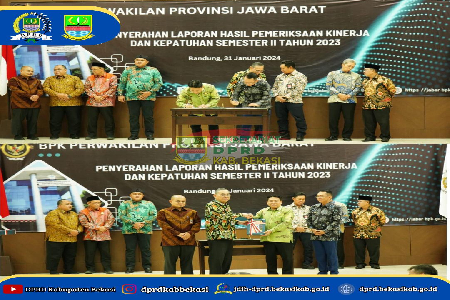 Ketua DPRD Kabupaten Bekasi yaitu Bapak HM. BN. Holik Qodratulloh, SE, M.Si menghadiri Undangan Penyerahan LHP Kinerja di Kantor Badan Pemeriksaan Keuangan Perwakilan Provinsi Jawa Barat. Dengan Agenda Pembahasan Efektifitas Upaya Pemerintah Daerah dalam 