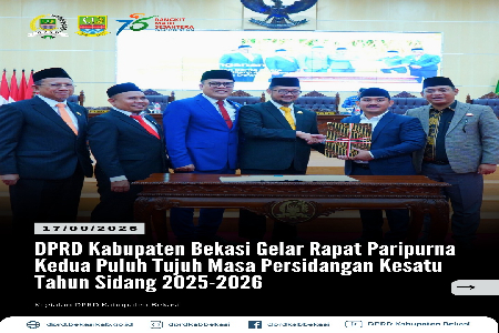 Ketua Dewan Perwakilan Rakyat Daerah (DPRD) Kabupaten Bekasi, H. Ade Sukron, S.H.I, M.Si @adesukron04 membuka dan memimpin jalannya Rapat Paripurna Kedua Puluh Tujuh Masa Persidangan Kesatu Tahun Sidang 2025-2026. Acara berlangsung di Graha Paripurna DPRD